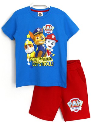 DobaKids Erkek Çocuk Paw Patrol Baskılı Alt Üst Yazlık Takım Mavi Kırmızı