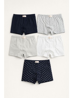 Erkek Çocuk 5'li Çapa Desenli Boxer