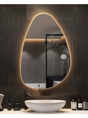 Elysion Asimetrik Kesim LED Işıklı Banyo Hol Duvar Ayna (Istenilen LED Renginde Yapımı)