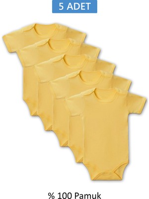 Royaleks Sarı Yarım Kol Body Zıbın 7-12 Yaş Çocuklar Için (5 Adet) Alttan Çıtçıtlı Özel Gereksinimli