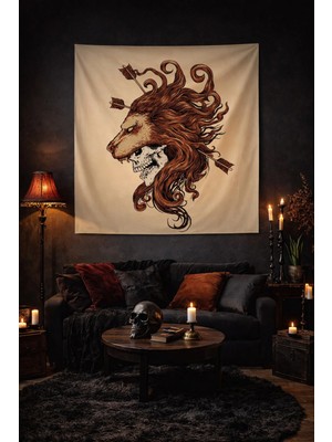 Alamodecor Aslan Model Duvar Örtüsü (100X100, 140X140) / Duvar Halısı