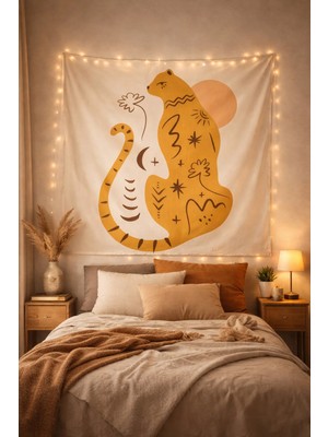 Alamodecor Bohem Leopar Duvar Örtüsü Duvar Halısı