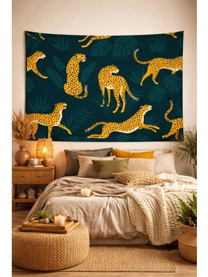 Alamodecor Sarı Kaplan Model Duvar Örtüsü (70X100, 100X140, 140X200)