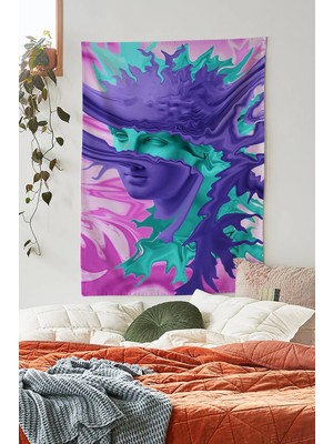 Alamodecor Mor Heykel Kafası Model Duvar Örtüsü