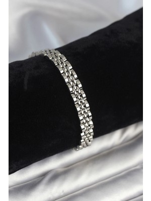 Luz&Pos 316L Çelik 7 mm Kalınlıkta Gümüş Renkli Erkek Bileklik