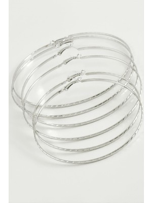 Zincir Desenli Metal Halka Küpe 6 Adet Nemere