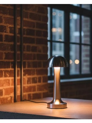 Teknodayım Modern Mantar Masa Lambası Dokunmatik 3 Işık Modlu Şarjlı Kablosuz LED