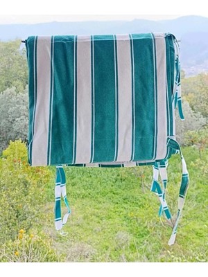 Shy Tekstil Lüks 1.sınıf Su Geçirmez Yeşil Beyaz Balkon Perdesi Üst Kornişli Yan ve Alt Bağcıklı