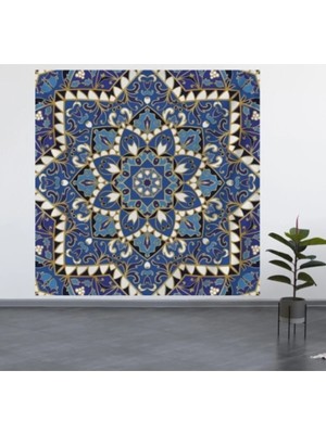 Alamodecor Mandala Desen Duvar Örtüsü (100X100, 140X140) / Duvar Halısı