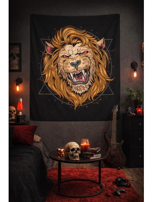 Alamodecor Aslan Model Duvar Örtüsü (100X100, 140X140) / Duvar Halısı