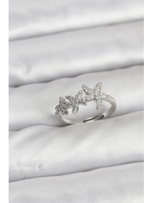 Luz&Pos Pirinç Yıldız Model Gümüş Renk Kadın Yüzük