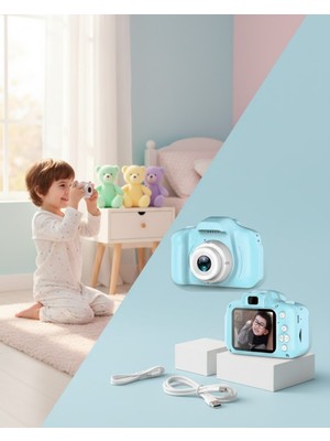 Kafkas Store Tkndy Mavi Mini Dijital Kamera Hd Video ve Fotoğraf Çekimli USB Şarjlı Kompakt Kayıt Cihazı