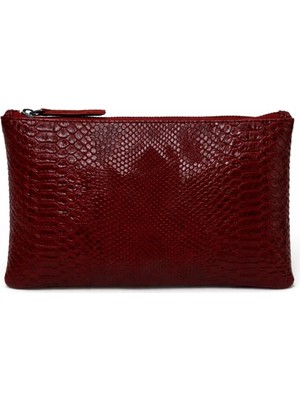 Charles Kroko Dokulu Koltuk Altı  ve El Çantası Bordo