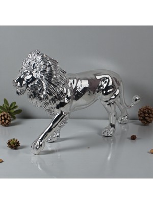 Elifeshop Lüks Reçine Jumbo Boy Aslan Heykeli 60 cm Dekoratif Biblo Vitrin Konsol Süsü Ev & Ofis Hediyesi
