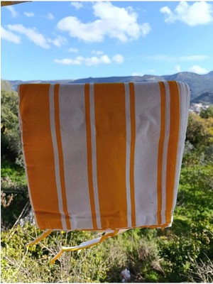 Shy Tekstil Lüks 1.sınıf Su Geçirmez Sarı Beyaz Balkon Perdesi Üst Kornişli Yan ve Alt Bağcıklı