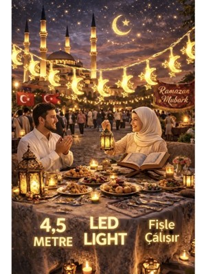 Pairla 4,5 Metre Ramazan Temalı LED Işıklı Süsleme Seti Ramazan Süsleri, Ramazan Hediyem Ramazan Süsü