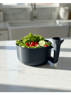 Adat Pratik Sebze Yıkayıcı Süzgeçli Hazneli Ergonomik Saplı Mutfak Yardımcısı