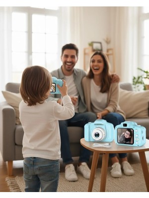 Adat Mavi Mini Dijital Kamera Hd Video Fotoğraf Çekimli USB Şarjlı Hafıza Kart Destekli