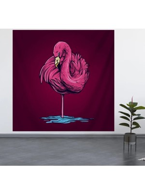 Alamodecor Flamingo Duvar Örtüsü (100X100, 140X140) / Duvar Halısı