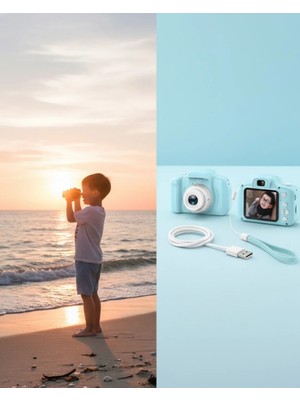 Mavi Taşınabilir Mini Kamera Hd Video Fotoğraf Çekimli USB Şarjlı Hafıza Kart Destekli