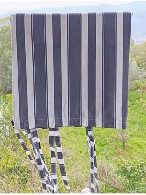 Shy Tekstil Lüks 1.sınıf Su Geçirmez Antrasit Beyaz Balkon Perdesi Üst Kornişli Yan ve Alt Bağcıklı