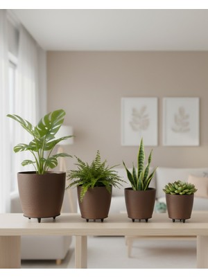 4lü Vazo Kahverengi