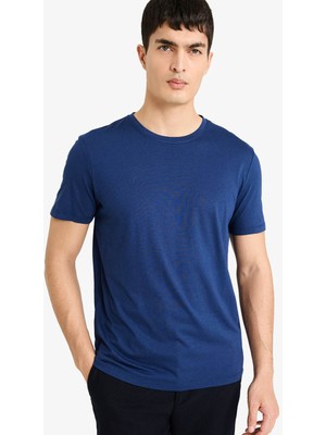 Defacto Slim Fit Indigo Erkek T-Shirt M6606AZ/IN131
