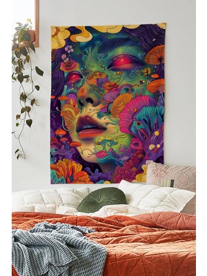 Alamodecor Çiçek Yüzlü Kız Model Duvar Örtüsü