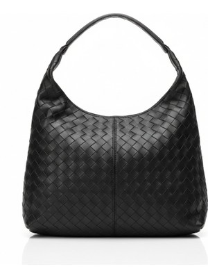 Scarlet Siyah - Deri Büyük Omuz Asmalı Çanta