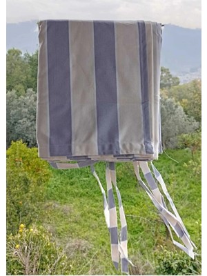 Shy Tekstil Lüks 1.sınıf Su Geçirmez Gri Krem Renk Balkon Perdesi Üst Kornişli Yan ve Alt Bağcıklı