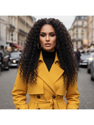 Indispensablely Gerçek Front Lace Tül Peruk / Su Dalgası / Doğal 60/65CM