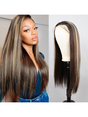 Indispensablely Kahverengi Balköpüğü Işıltılı Fiber Sen Düz Tül Peruk