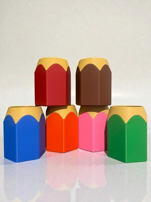 Mcy Dekor Kalem Ucu Tasarımlı Renkli Kalemlik - Masaüstü Düzenleyici Organizer - Okul ve Ofis Hediyesi