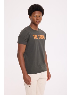 The Crow Cont Crow Zeytin Yeşili Baskılı Tişört