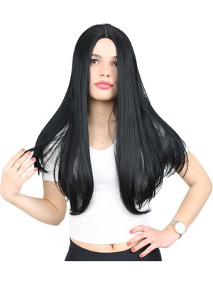 Indispensablely Fiber Sen Uzun Düz Peruk / Siyah