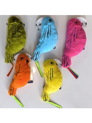 Indispensablely Catnipli Zilli Peluş Kuş Kedi Köpek Oyuncağı Çeşitli Renklerde 8 cm x 30 cm
