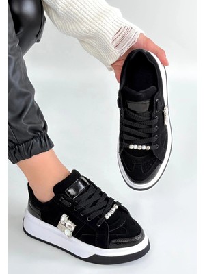 Indispensablely Ceans Siyah Süet Bağcıklı Spor Ayakkabı