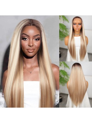 Indispensablely Kumral Beyaz Platin Ombreli ve Röfleli Fiber Sen Tül Peruk