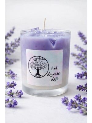 Tomris Hatun Ice Lavender Latte Mum, Soya Wax ve Jel Mum, Lavanta Kokulu