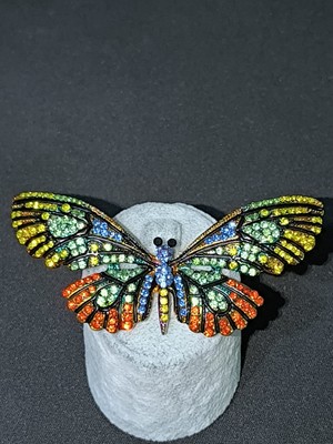 Vulwox Renkli Taşlı Işıltılı Kelebek Broş