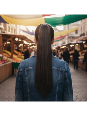 Indispensablely Tokalı Düz At Kuyruğu / Açık Kahve