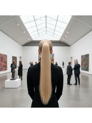 Indispensablely Tokalı Düz At Kuyruğu / Balköpüğü Beyaz Platin Röfleli