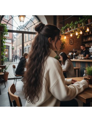 Indispensablely Fiber Sen Kabarık Dalgalı 8 Parça Çıt Çıt / Kahverengi