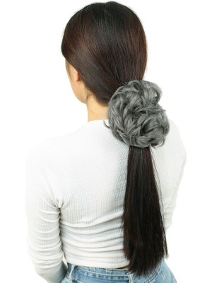 Indispensablely Yoğun Lı Lastikli Topuz Toka / Gri