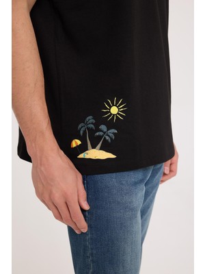 The Crow Sun Siyah Basıc Tişört