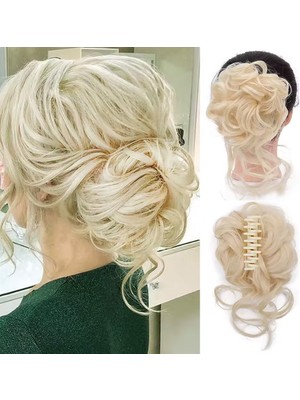 Indispensablely Tokalı Kuyruklu Dağınık Topuz / Platin