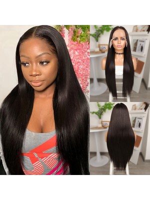 Indispensablely Koyu Kestane Ekstra Uzun Fiber Sen Düz Tül Peruk