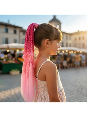 Indispensablely Bn ve Düz Salaş Örgülü Simli Lastikli At Kuyruğu / ACM10