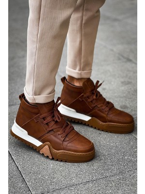 Roof Atelier Erkek Taba Bağcıklı Kalın Taban Bot - 057 - Gtb Ghost Line