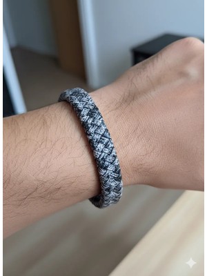 Reggente Antik Siyah Beyaz Hakiki Deri Bileklik